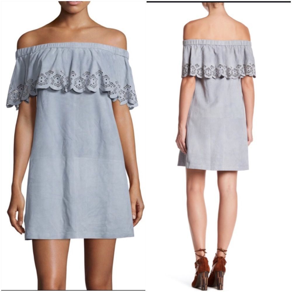 LaMarque Leah Off-The-Shoulder Suede Dress
